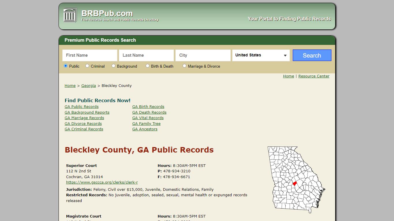 Bleckley County Public Records | Search Georgia Government Databases